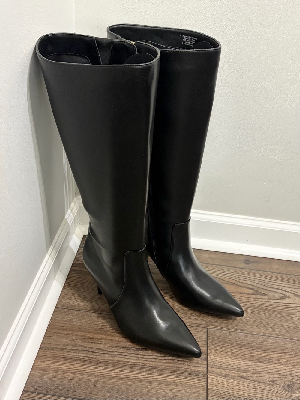 INC International Concepts Black Pointed-Toe Knee Boots